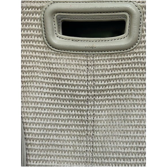 Maje Two Way Cream Textile and Raffia Fringe Bag + crossbody strap included - Picture 5 of 7